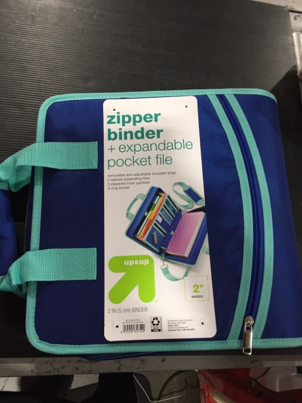 Photo 2 of 2" Ring Zipper Binder with Strap Blue - up & up™
