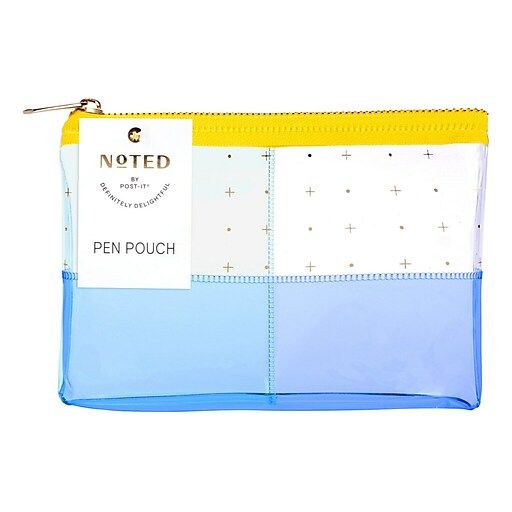 Photo 1 of 3 PACK OF Noted by Post-it® Pen Pouch, Yellow and Blue Transparent Plastic with Zipper, 7.5" X 5.25" (NTD5-PP-CLW)

