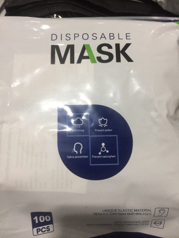 Photo 1 of 100 PCS DISPOSABLE MASKS BLACK 