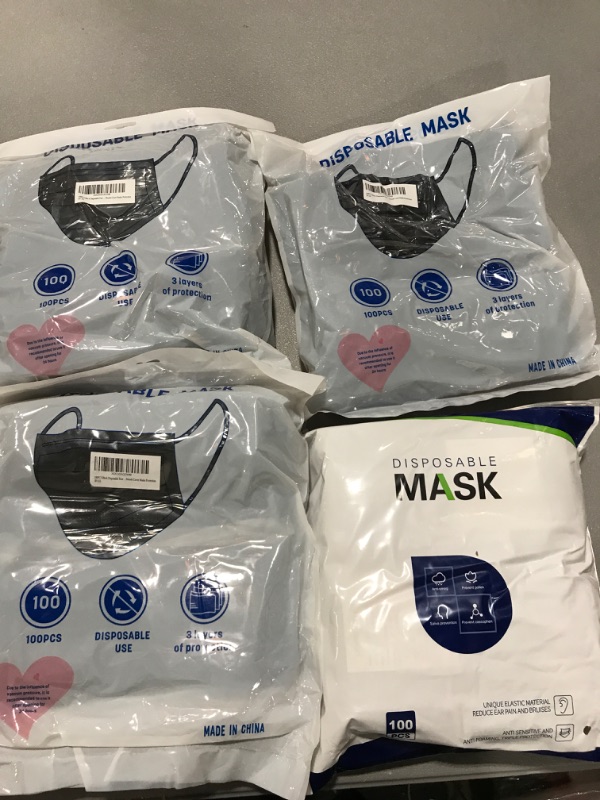 Photo 1 of 100PCS Black Disposable Face Mask Filter 3-ply Masks Protection Mouth Cover Masks Protection