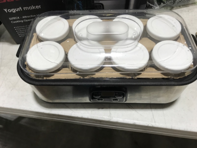 Photo 1 of Yogurt Maker Automatic Digital Yoghurt Maker Machine with 8 Glass Jars 48 Ozs (6Oz Each Jar) LCD Display with Constant Temperature Control Stainless Steel Design for Home Use