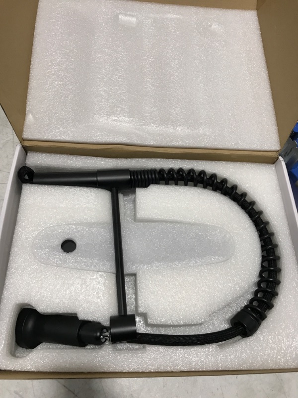 Photo 1 of ARRISEA Pull Out Kitchen Faucets, Stainless Steel Matte Black Kitchen Faucets with Pull Down Sprayer, Single Handle Faucet for Kitchen Sink with 10'' Deck Plate
