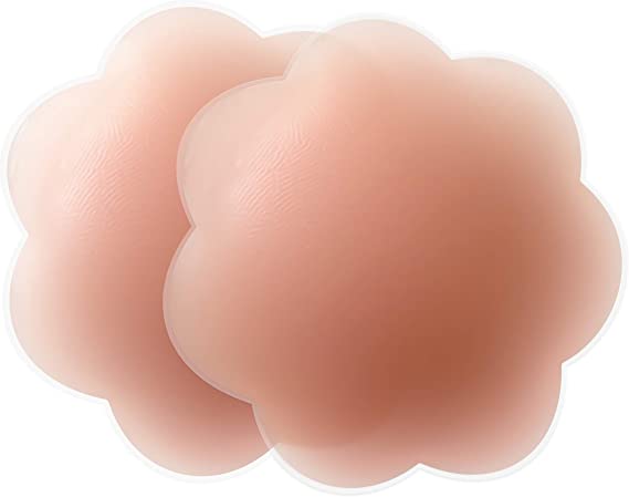 Photo 1 of  Nipple Covers for Women - Reusable Silicone Breast Pasties Petals With Tapered Edges Peach