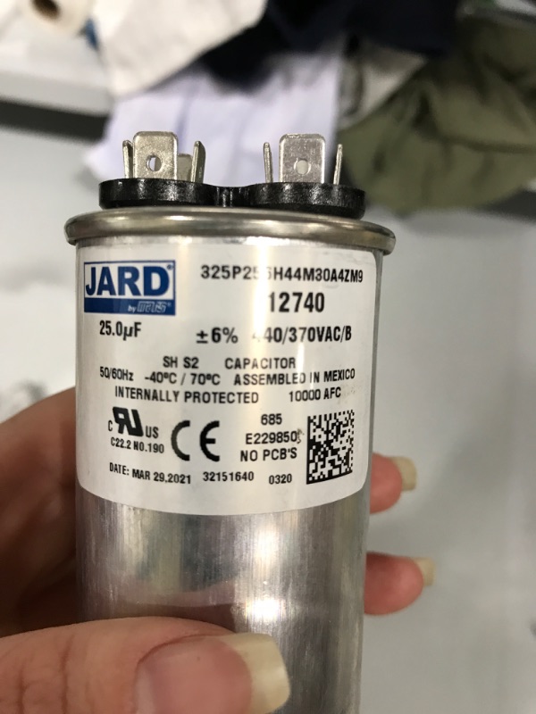 Photo 3 of 97F9632-25 uf MFD 440 Volt VAC - GE Round Run Capacitor Jard Upgrade
