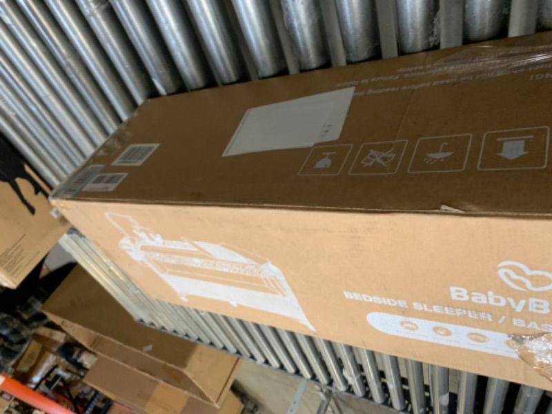 Photo 1 of BabyBond Baby Bassinet Bedside Crib, Pack and Play with Sheet, Diaper Changing Table and Music Mobile from Newborn to Toddles, Portable Large Playard Gray --- Box Packaging Damaged, Moderate Use, Scratches and Scuffs on Item as Shown in Pictures, Missing 