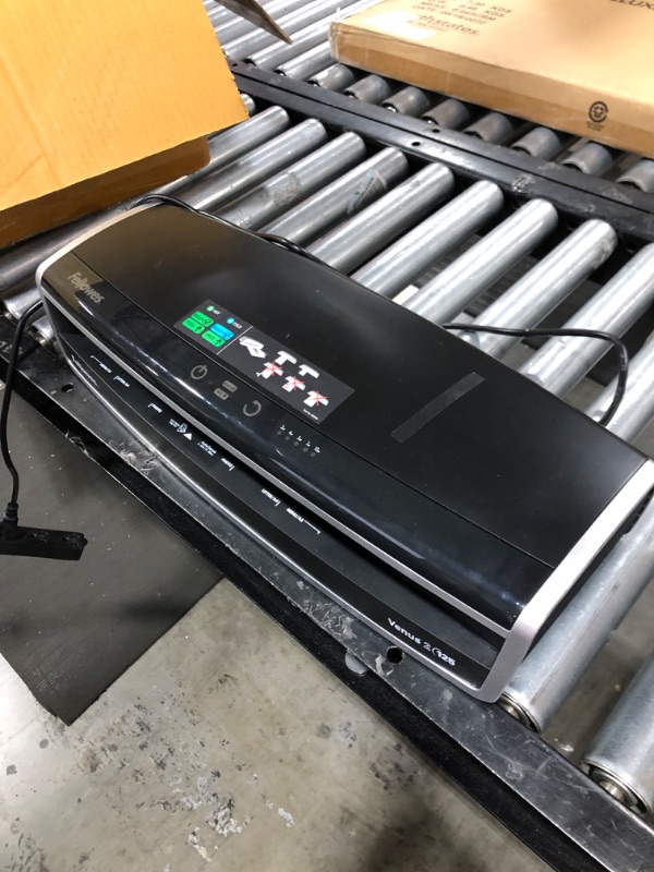 Photo 3 of Fellowes Laminator Venus 2 125, Rapid 30-60 Second Warm-up Laminating Machine, with Laminating Pouches Kit (5734801), Black, Silver, 5.1" x 21.3" x 8.2"
