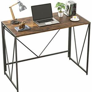 Photo 1 of NOBLEWELL Vintage Brown Folding Computer Desk Table for Home Office 39 inch
