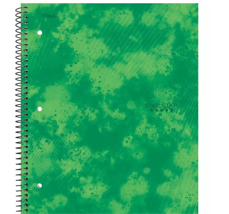 Photo 1 of 12 pack of Five Star 1 Subject College Ruled Spiral Notebook Green

