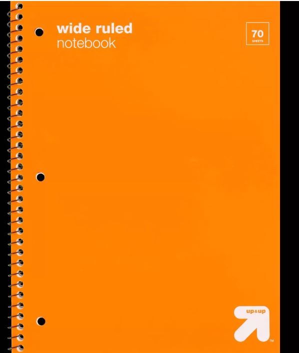 Photo 1 of 22 pack of Wide Ruled Orange 1 Subject Flexible Plastic Cover Spiral Notebook - up & up™

