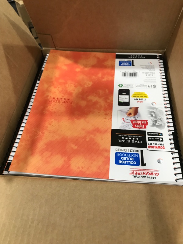 Photo 2 of  12 pack of Five Star 1 Subject College Ruled Spiral Notebook Orange

