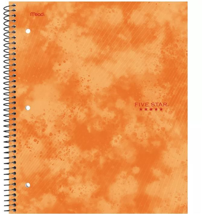 Photo 1 of  12 pack of Five Star 1 Subject College Ruled Spiral Notebook Orange

