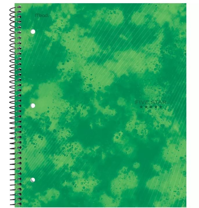 Photo 1 of 12 pack of Five Star 1 Subject College Ruled Spiral Notebook Green

