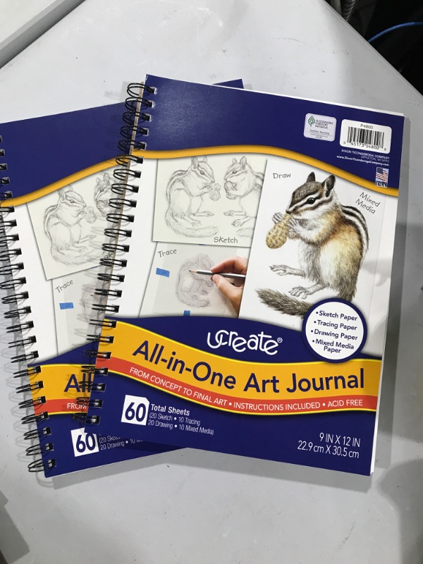 Photo 2 of Set of 2- Ucreate All-in-One Art Journal, 9 x 12 Inches, White, 60 Sheets