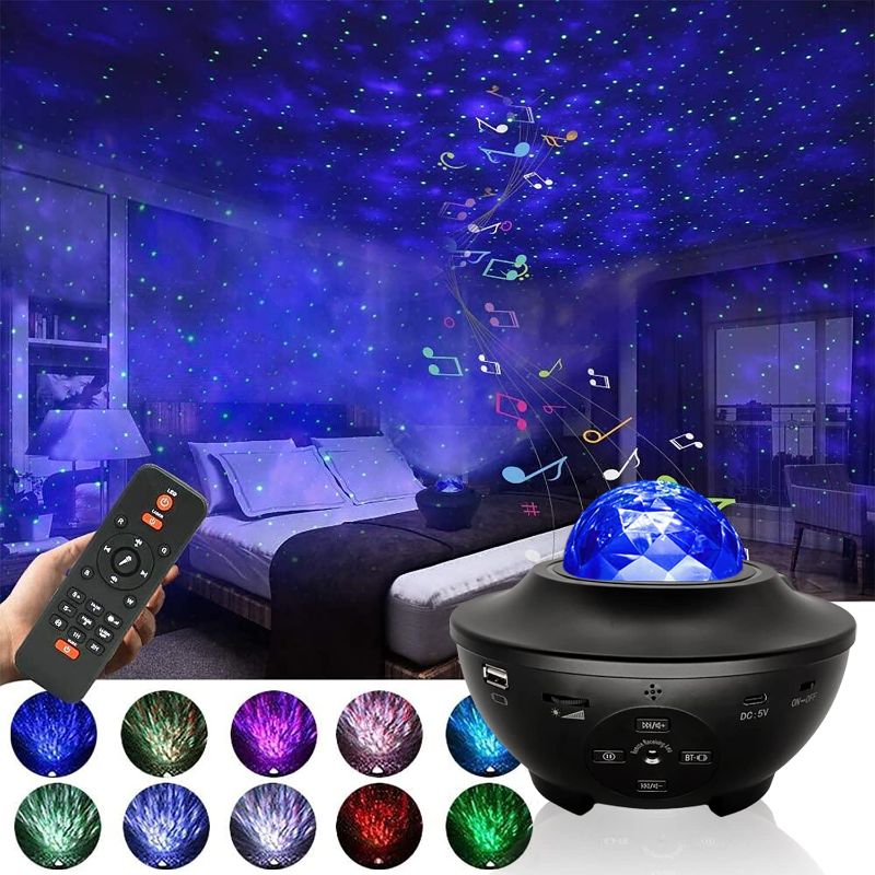 Photo 1 of Starry Night Light Projector for Bedroom?Sky Galaxy Projector Ocean Wave Projector Light with Remote Control & Bluetooth Music Speaker, As Gifts for Birthday Party Bedroom
