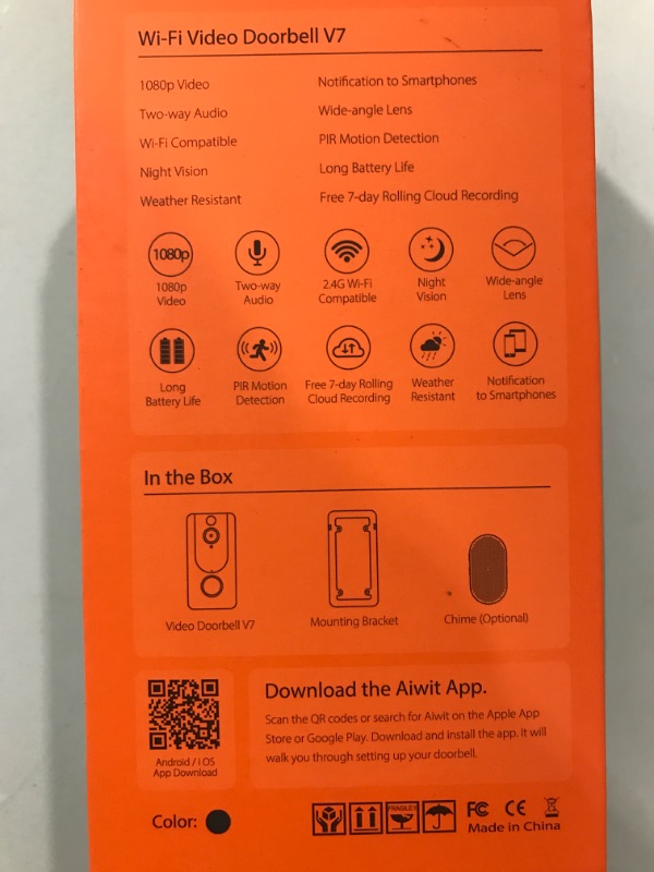 Photo 1 of Wireless Doorbell Camera 1080P with Chime, Video Doorbell Camera with PIR Motion Detection, Wi-Fi Smart Door Bell with Cloud Service, IP65 Waterproof, 2-Way Audio, Clear Night Vision
