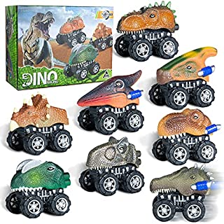 Photo 1 of ABCaptain Dinosaur Toy Pull Back Cars Dino Monster Trucks Set for 3 4 5 6 7 Year Old Boys and Girls Animals Friction Powered Vehicle Party Favor Easter Christmas Birthday Gifts for Kids 