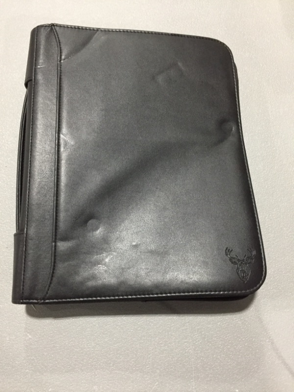 Photo 2 of Wundermax Portfolio Padfolio 3 Three Ring Binder Document Organizer Vegan Leather Folder with Handle Legal Size Writing Pad Zipp