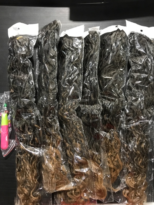 Photo 1 of 6 Packs Curly Faux Locs Crochet Hair 18 Inch Goddess Locs Crochet Hair Hippie Locs Crochet Braids Hair for Black Women Synthetic Braids Hair Extensions (18Inch, 6Packs, T27)
