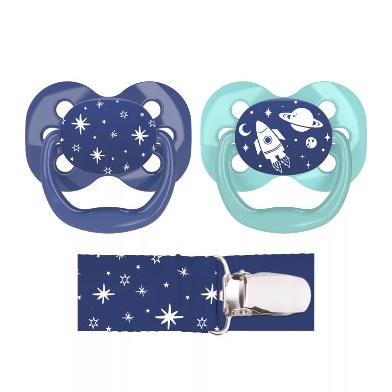 Photo 1 of Dr. Brown's® Advantage 2-Pack Stage 1 Pacifiers with Clip in Blue