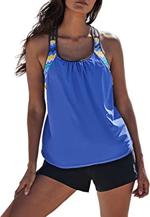 Photo 1 of Aleumdr Womens Blouson Striped Printed Strappy T-Back Push up Tankini Top with Shorts
SIZE XL 