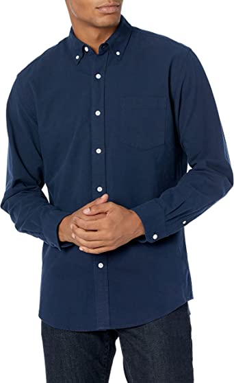 Photo 1 of Amazon Essentials Men's Regular-fit Long-Sleeve Solid Pocket Oxford Shirt
SIZE L 