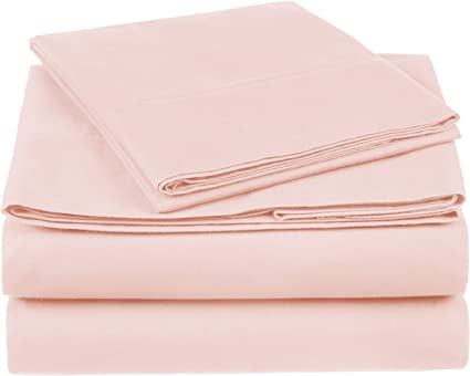 Photo 1 of Amazon Brand – Pinzon 300 Thread Count Organic Cotton Bed Sheet Set - Twin XL, Blush Pink
