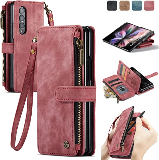 Photo 1 of Galaxy Z Fold 4 Case, Z Fold 4 Wallet Case with S Pen Holder, Card Holder, Kickstand