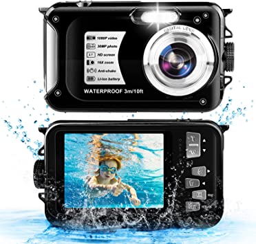 Photo 1 of Underwater Camera 10FT 1080P HD 16X Zoom Waterproof Camera 30MP Waterproof Digital Camera Video Underwater Camera for Snorkeling?Black?