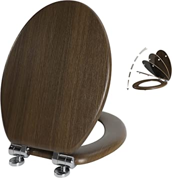 Photo 1 of Angel Shield Toilet Seat Molded Wood with Quiet Close Easy Clean Quick-Release Hinges Covering(Elongated,Wood Brown)