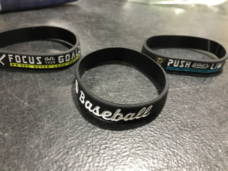 Photo 2 of (12-Pack) Softball Bracelets with Motivational Sports Quotes
