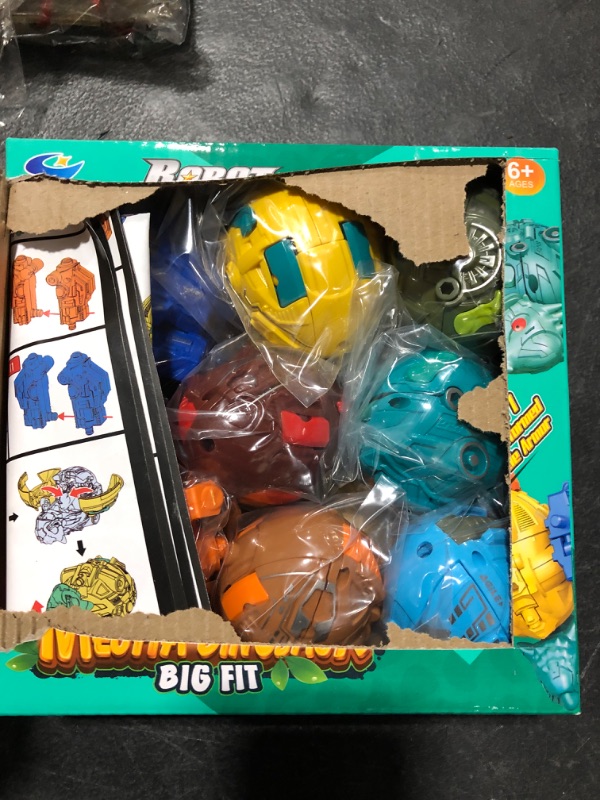 Photo 2 of 6 Pack Dinosaur Eggs Transformer Toy, Dino Eggs Convert into Dinosaurs Action Figures, All Dinosaurs Can Combine as One Big Armor Dino Warrior, Collectible Deformation Dinobots for Boys Girls
