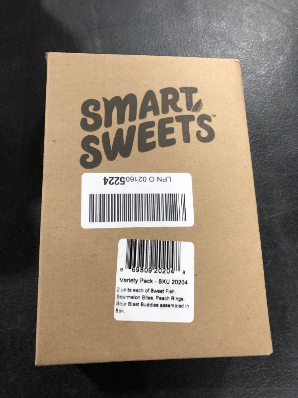 Photo 2 of SmartSweets Variety Pack, Candy With Low Sugar & Calorie, Healthy Snacks For Kids & Adults - Sweet Fish, Sourmelon Bites, Peach Rings, Sour Blast Buddies, 1.8oz (Pack of 8) Core 4 Variety Pack EXP 02/02/2023