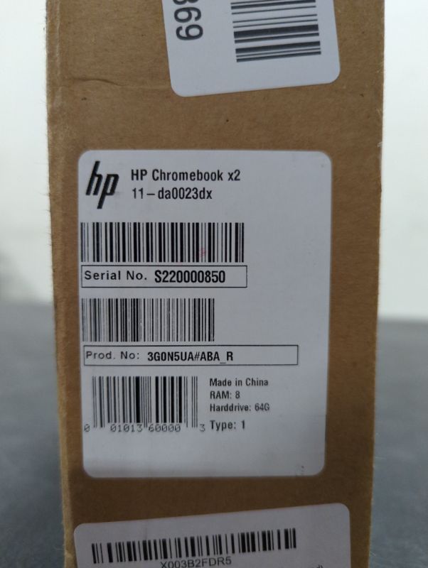 Photo 1 of HP Chromebook x2 11-da0023dx 11" Qualcomm Snapdragon 7c 8 GB Memory; 64 GB eMMC Storage Natural Silver Aluminum & Night Teal (Renewed)