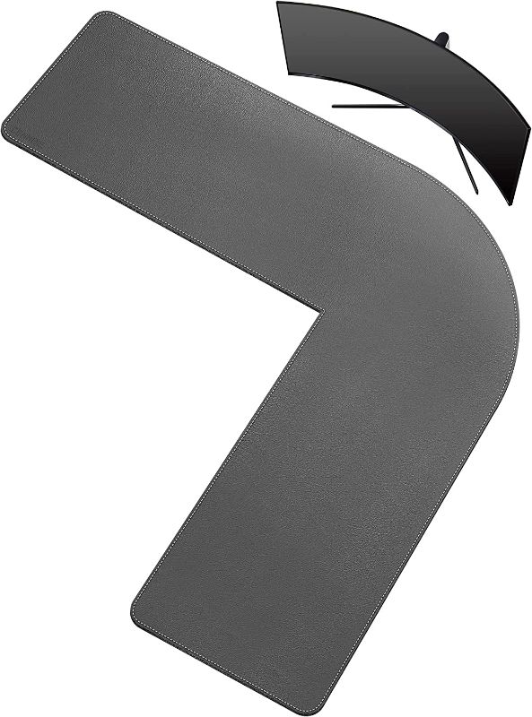 Photo 1 of CENNBIE L Shaped Desk Pad,????51.2x51.2x15.75 inches Corner Leather Desk Pad,l Shaped Desk Gaming mat,Waterproof l Shaped Leather Mouse pad,Home Office Accessories Corner Desk Mat(Grey)
