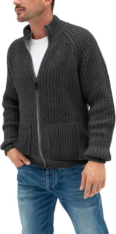 Photo 1 of Help me decide on this product: Men's Quarter-Zip Sweater Autumn Winter Thicken Knitted Pullover Polo Sweaters 