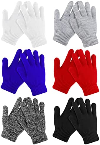 Photo 1 of  TODDOR 6 Pack Kid's Winter Magic Gloves Knitted Warm Cashmere Gloves Stretchy Thick Full Fingers Gloves for Boy and Girl