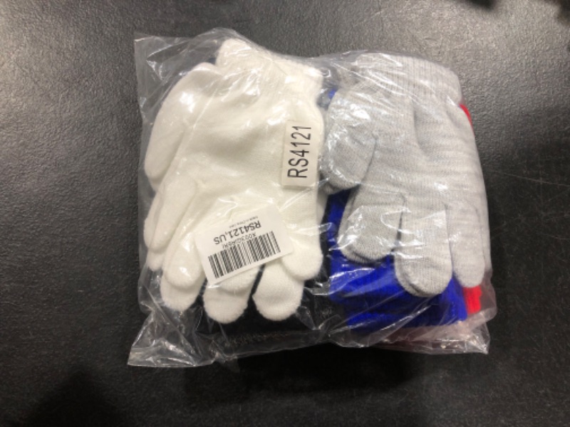 Photo 1 of  TODDOR 6 Pack Kid's Winter Magic Gloves Knitted Warm Cashmere Gloves Stretchy Thick Full Fingers Gloves for Boy and Girl