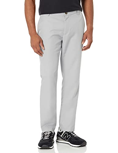 Photo 1 of Amazon Essentials Men's Slim-Fit Flat-Front Dress Pant, Light Grey, 33W X 30L