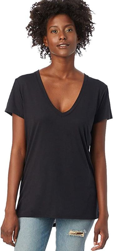 Photo 1 of Alternative Women's Shirt, Super Soft V-Neck Short Sleeve Slinky Tee (XS) 
