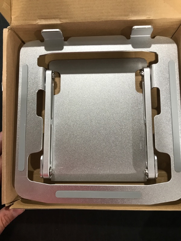 Photo 1 of Laptop Stand, Foldable Laptop Stand, Portable Computer Stand, Travel Laptop Stand, Foldable Adjustable Ergonomic Laptop Stand Lift Desk for 10 to 17 Inch Laptops, Silver Aluminum Bracket

