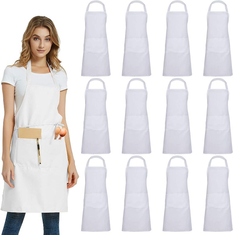 Photo 1 of 12 Pack Plain Bib Aprons with 2 Pockets -