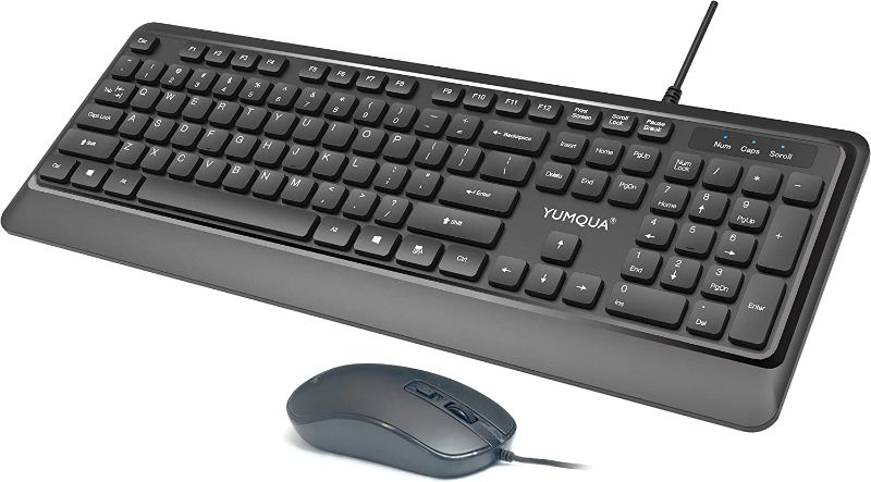 Photo 1 of Wired Keyboard and Mouse Combo, YUMQUA Slim Corded USB Keyboard and Mouse Combo for Windows Laptop PC Desktop Computer Notebook , Black
