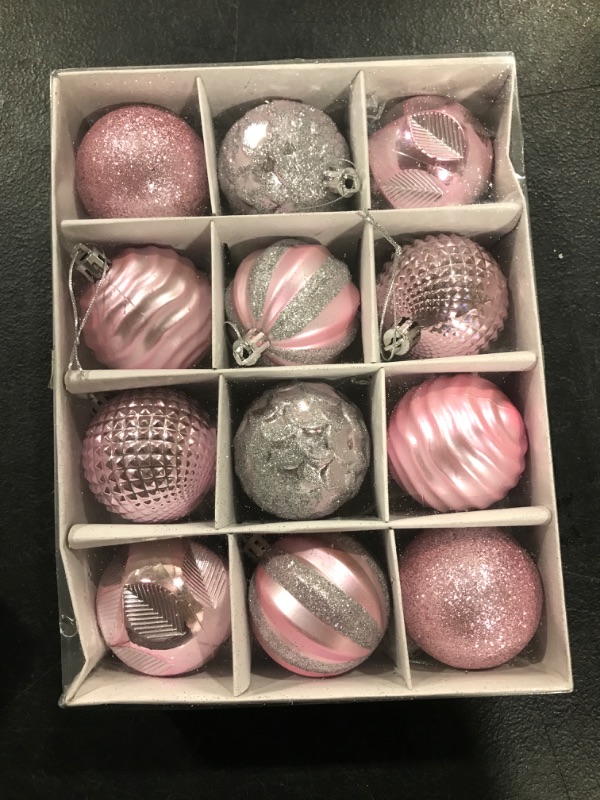 Photo 2 of 2.36‘’ Christmas Balls Ornaments - 12 Pieces - Christmas Tree Decorations - Pink