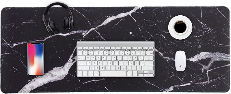 Photo 1 of Help me decide on this product: Large Mouse Pad Extended Gaming Mousepad-31.5''x11.8''x0.16''-XXL Desk Pad, Desk Mats on Top of Desk, Waterproof Keyboard Pad with Stitched Edges& Non-Slip Rubber Base for Office& Home (Black Marble) 