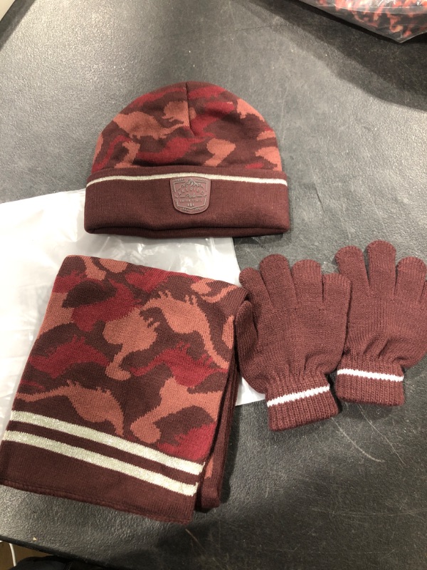 Photo 2 of accsa 3pcs Boys Winter Hat and Gloves Set Kids Warm Knit Beanie Hat Gloves Scarf Set
