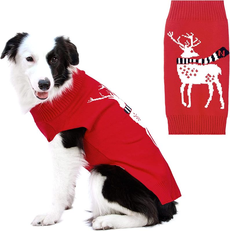 Photo 1 of  NACOCO Dog Reindeer Sweaters Dog Sweaters New Year Christmas Pet Clothes for Small Dog and Cat(Red,L) 