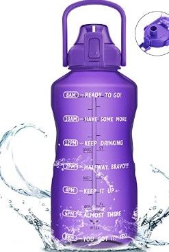 Photo 1 of 128oz Motivational Water Bottle with Time Marker & Handle, Leakproof Tritan BPA Free Water Jug Ensure You Drink Enough Water Daily for Fitness, Gym and Outdoor Sports