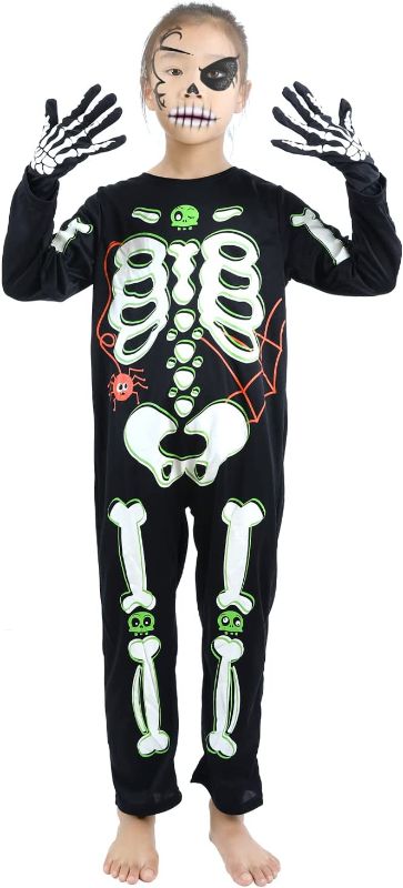 Photo 1 of Kids Skelebone Costumes Halloween Costume Glow in The Dark Child White Bones Stretch Body Suit for Boys Girls
SIZE 4 - 6 T 