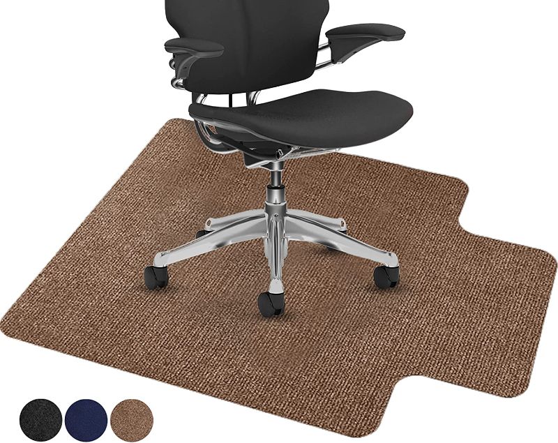 Photo 1 of ECOSO Office Chair Mat for Hardwood/ Tile Floor, with Lip, 36"x 48",0.16" Thick, Hard Floor Protector, Anti Slip, Self Adhesive and ECO Friendly, Floor Mat for Office/Home. (Brown)
