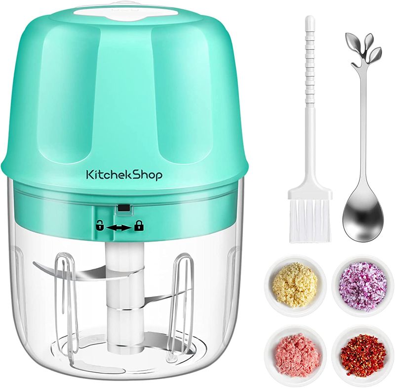 Photo 1 of Rechargeable Portable and Cordless Mini Food Processor 250ML with Stainless Steel Blade, Electric Garlic Chopper Vegetable Chopper Blender for Nuts Chili Onion Minced Meat and Spices BPA-Free(Green)
